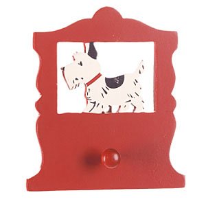 Scottie Dog Peg Wall Holder Red Black White 