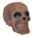 Fun World Unisex-Adults Burlap Halloween Skull with Jaw 7" Table Decoration, Brown, Standard 