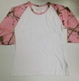 AP Pink RealTree 3/4 Sleeve White T-shirt Youth -Large - 