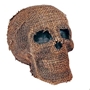 Fun World Unisex-Adults Burlap Halloween Skull with Jaw 7" Table Decoration, Brown, Standard - 