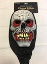New! Vintage Villains Hooded Skull Mask - White w/ Sunken Red Eyes - Adult OSFM 
