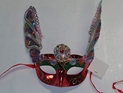 Long Eared Sparkling Half Mask -Red 